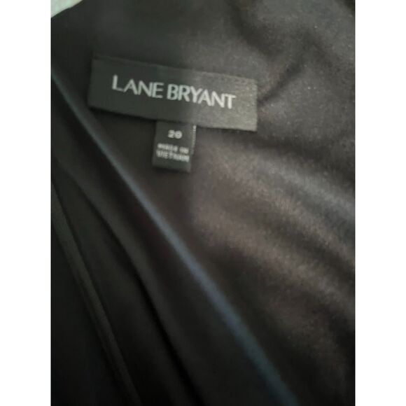 Lane Bryant 20 Black Metallic Floral Hi-Lo Dress V-Neck Ruffle Flutter Slve Belt - Picture 2 of 4